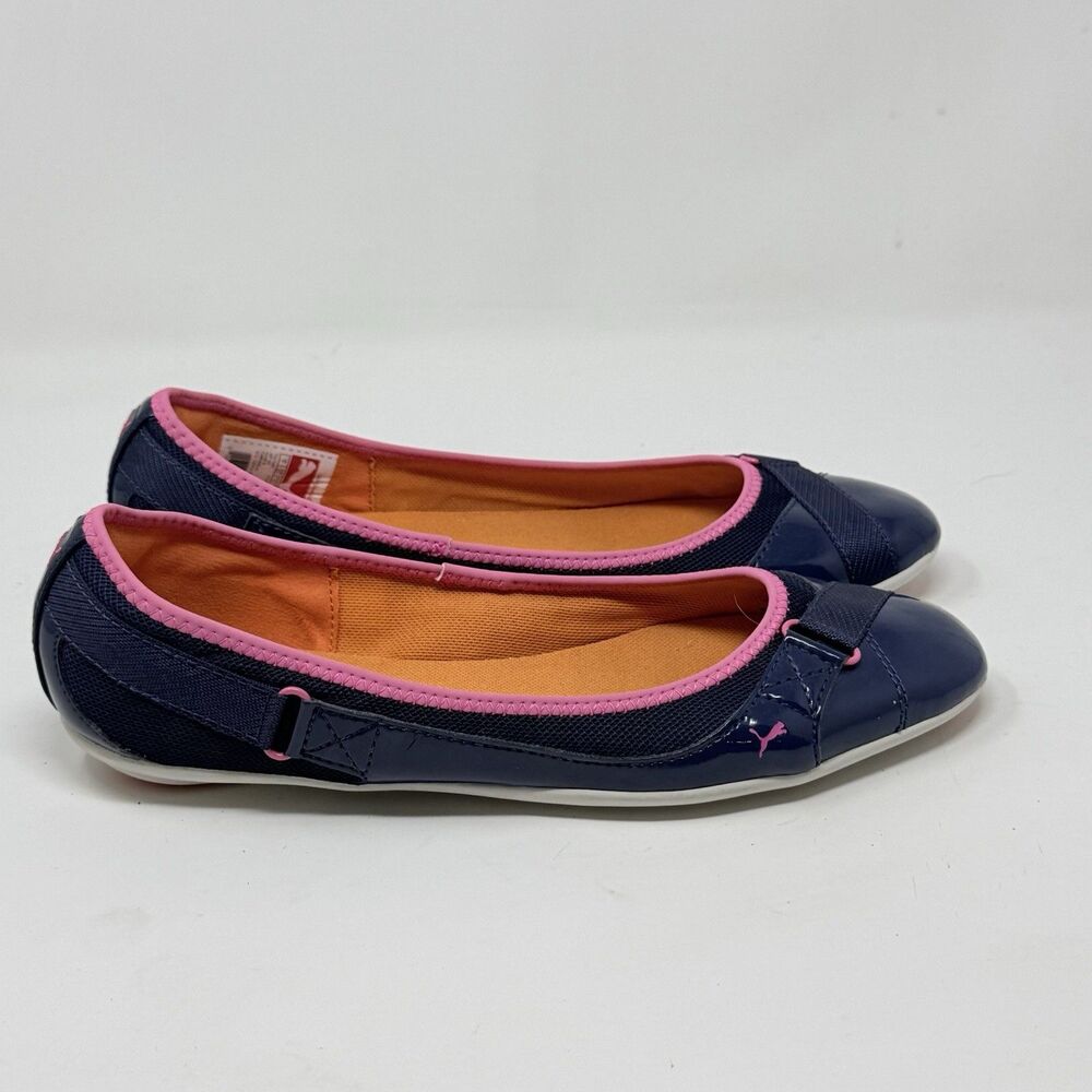 Puma Bixley Flats Womens 9.5 Blue Pink Patent Mesh Slip On Comfort Casual Shoes